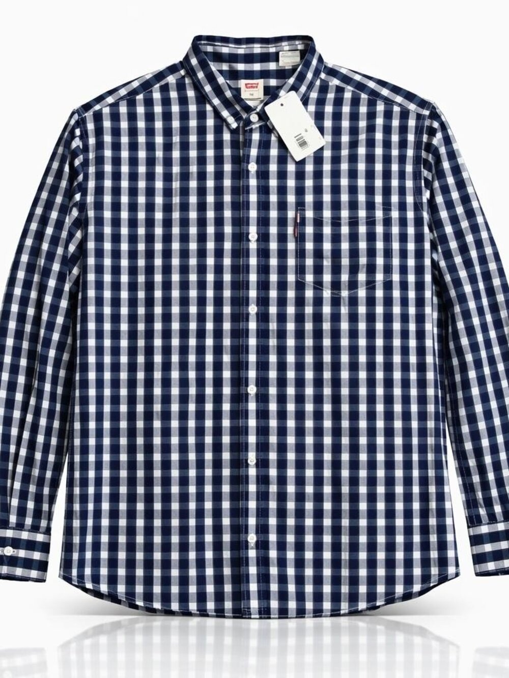 Levi's Men's Classic Cotton Long Sleeve One Pocket Plaid Dress Shirt Blue 2XL
